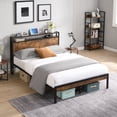 thumbnail image 1 of Hcore Full Size Metal Platform Bed Frame with Wooden Headboard and Footboard with USB LINER, No Box Spring Needed, Large Under Bed Storage, 1 of 8