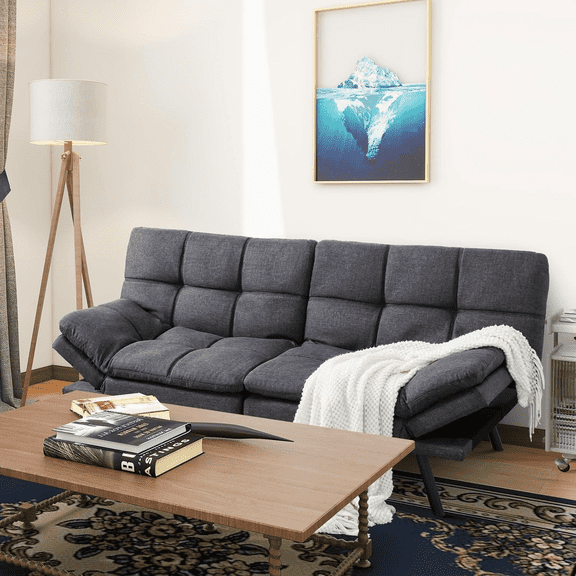 Hcore Modern Futon Sofa Bed, Convertible Memory Foam Couch Bed, Loveseats Sleeper Sofa, Futon Set