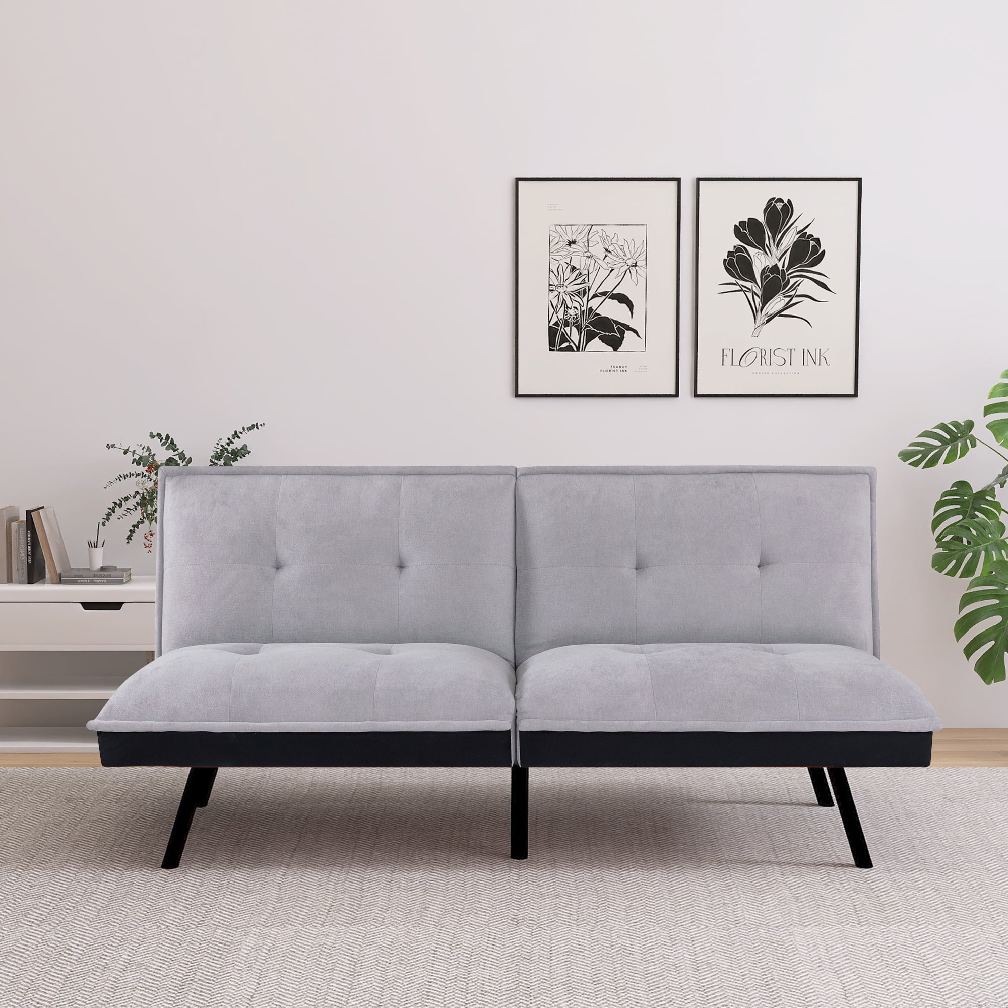 Hcore Modern Futon Sofa Bed, Convertible Memory Foam Couch Bed