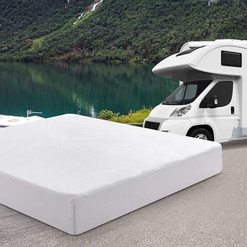Hcore RV Mattress 10" Short Queen,Green Tea Medium Firm Memory Foam Mattress in a Box,Pressure Relief,Campers/Trailers/Trucks Mattress in a Box,CertiPUR-US Certified,Made in USA