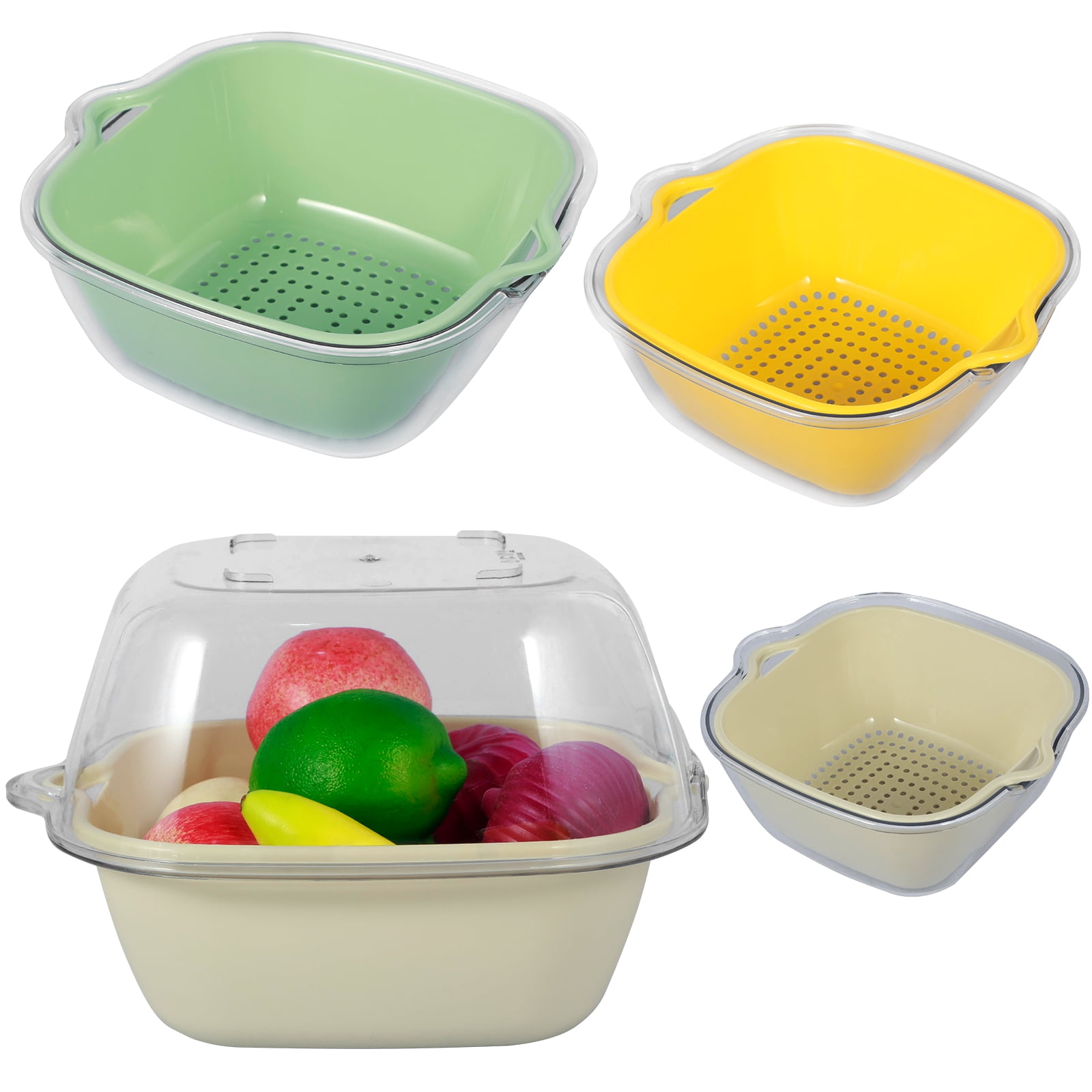 Hcqxnsl 8Pcs Kitchen Colanders Bowl Set, 4 Sizes Fruit Vegetable