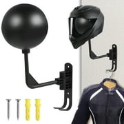 NewSoul Motorcycle Helmet Holder Wall Mount Helmet Rack with Double Hook 180 Degree Rotation Metal Helmet Hanger Space Saving Motorcycle Helmet Storage Racks for Coats Helmet Hats