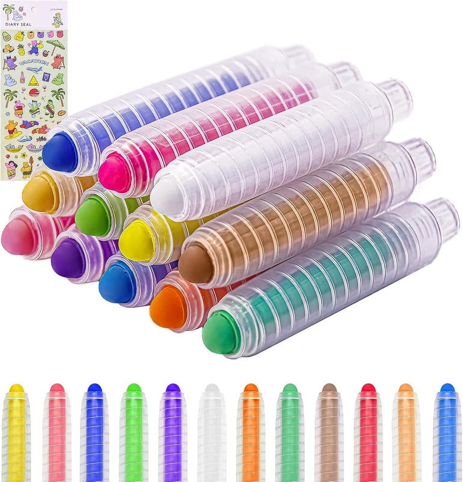 Hcusus Sidewalk Chalk 12 Pcs, Dustless Nontoxic Chalk Set with Holder