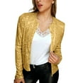 thumbnail image 1 of HJYCHN Autumn Women Cardigan Elegant Stand Collar Casual Short Jacket with Sparkling Sequins for Casual Wear Gold S, 1 of 3