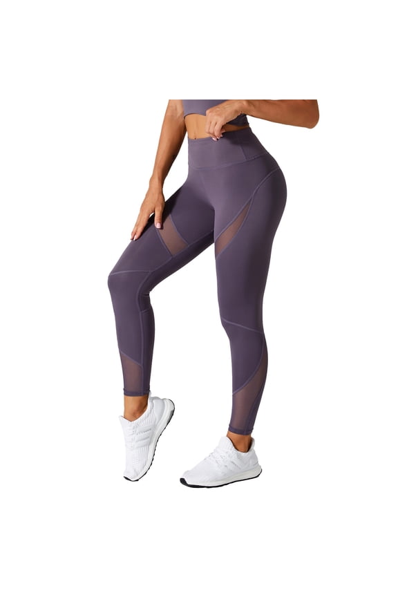High Waist Push Up Fitness Leggings for Women Workout Yoga Pants with V Shaped Booty Lifting Design Purple M
