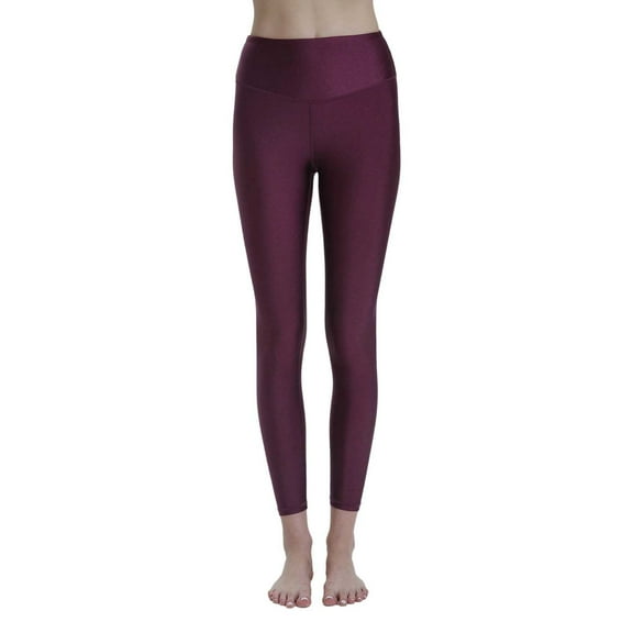 Hcyirli High Waist Yoga Pants for Women Lifting Workout Running Gym Sports Activewear Leggings Wine XS