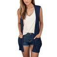 thumbnail image 1 of HJYCHN Women Stylish Printed Cardigan Outerwear Lightweight Comfortable Loose Fit Sleeveless Vest with Pockets Dark Blue M, 1 of 4