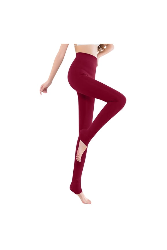 Hcyirli Women Winter Leggings Soft Brushed Thermal Lined Thick Warm Step Pants for Cold Weather Comfort Wine One Size