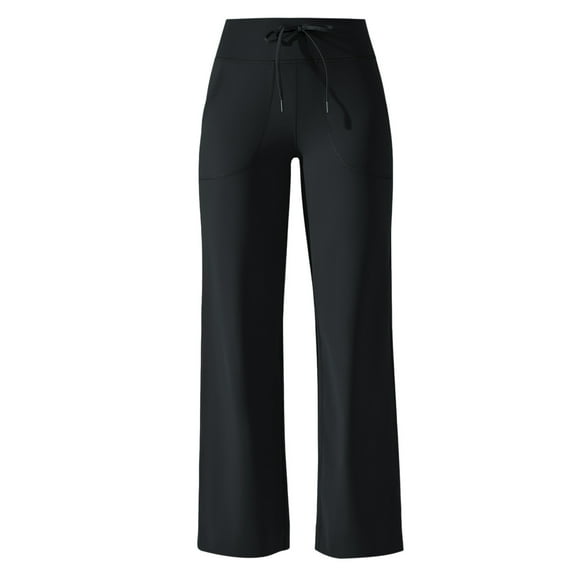 Hcyirli Women's Breathable High Waist Loose Fit Wide Leg Yoga Pants with Pockets for Running Fitness and Casual Wear Comfort Stretch Fabric Black S