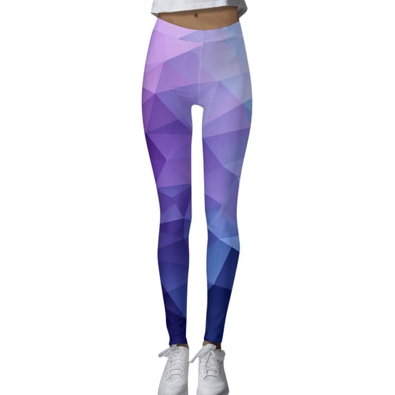 Hcyirli Women's Casual Fashion High Waist Printed Yoga Sports Leggings with and Stretch Fabric for Comfortable Workout Wear Purple XXL