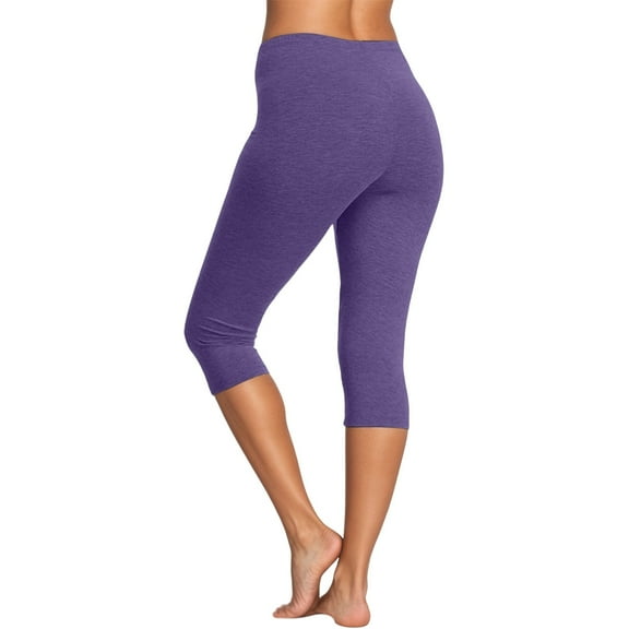 HJYCHN Women's High Waisted 7/8 Length Workout Leggings for Fitness Running Gym Daily Wear Stretchy Soft Comfortable Pants Purple M