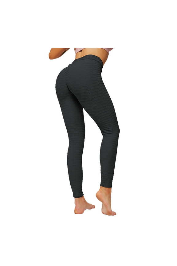 Women's High Waisted Booty Lift Scrunch Yoga Pants Workout Leggings for Squat Proof Comfort and Flexible Performance in Fitness Wear Black L