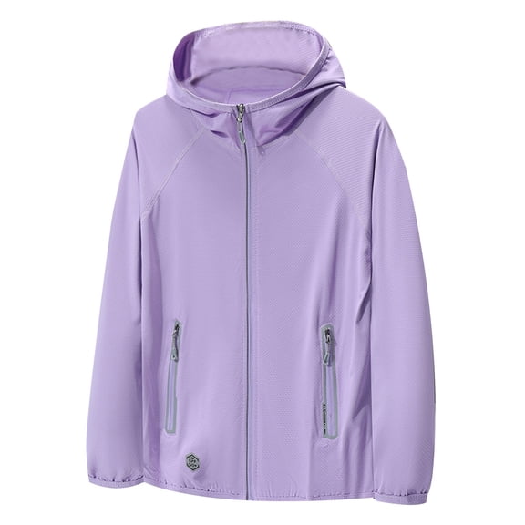 Hcyirli Women's Lightweight Casual Hooded Cardigan for Outdoor Activities and Everyday Wear Comfortable Thin Jacket with Modern Style Purple L