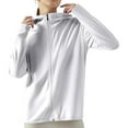thumbnail image 1 of Hcyirli Women's UPF 50+ Hooded Sun Jacket Ice Silk Lightweight Long Sleeve Zip Up Outdoor Wear for Hiking and Summer Activities White XXXXXL, 1 of 4