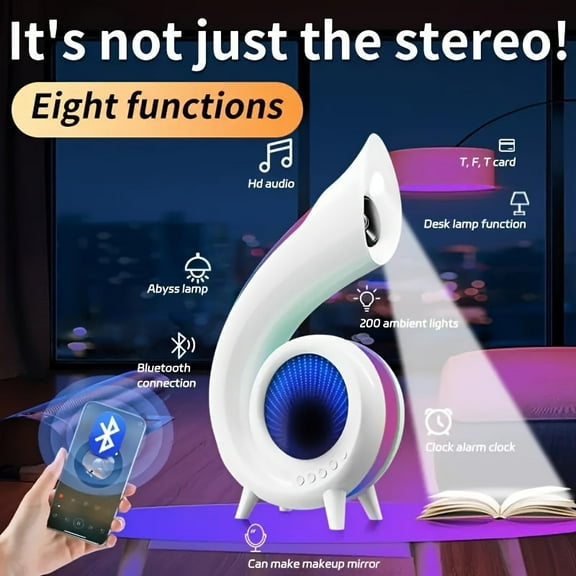 Hd Audio Wireless Speaker, Multi-functional Smart Speaker With Desk Lamp Function, Alarm Clock, Makeup Mirror | With Atmosphere Light, Abyss Light Effect, Is The Perfect Home Entertainment System