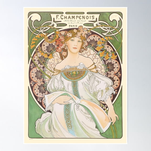 Hd. F. Champenois, By Alphonse Mucha High Definition (Original Colors) Poster Wall Art, Modern Wall Decor, 8x12 UNFRAMED