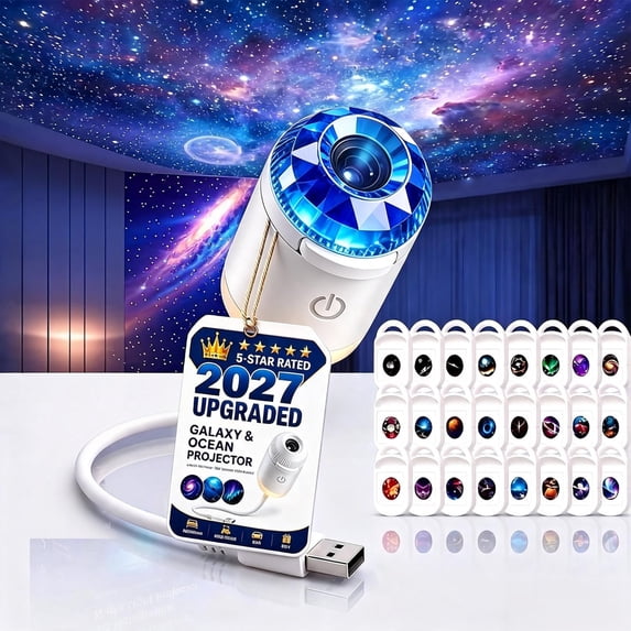 Hd Smart Dynamic 5D Holographic Night Light Projector,Plug And Play Hd Star Projector,Usb Star Projector Night Light Plug-Free Romantic Lamp For Bedroom Ceiling. (12 Projection Films)