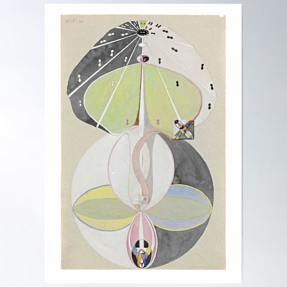 Hd Tree Of Knowledge No. 5, By Hilma Af Klint 1907 High Definition Poster Wall Art, Modern Wall Decor For Living Room Bedroom, 24x36 UNFRAMED