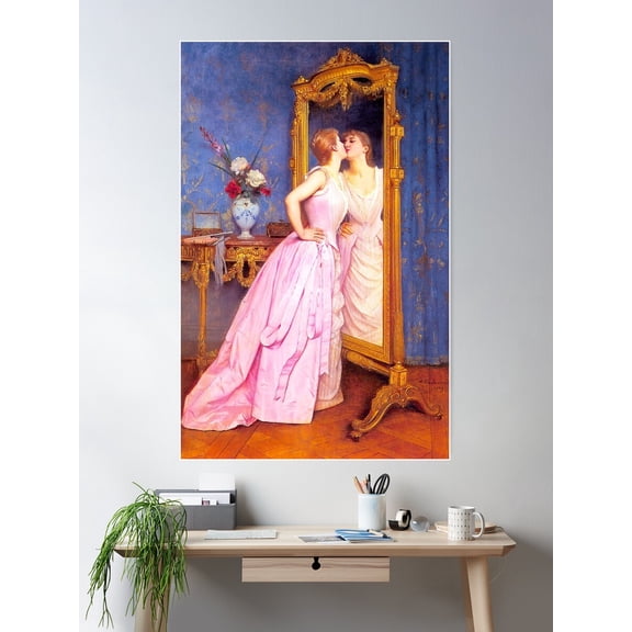 Hd Vanity By Auguste Toulmouche Poster Wall Art, Modern Wall Decor For Living Room Bedroom, 8x12 UNFRAMED