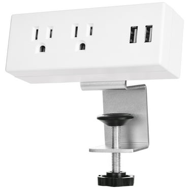 HdcTek Desk Clamp Power Strip with USB Ports Desktop Mountable Outlets Table Edge Power Extension Cord