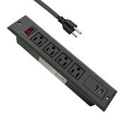 HdcTek Recessed Power Strip with USB C 20W PD Fast Charge Desk Power Outlet 4 Outlets 3 USB Ports 6.56ft Extension Plug