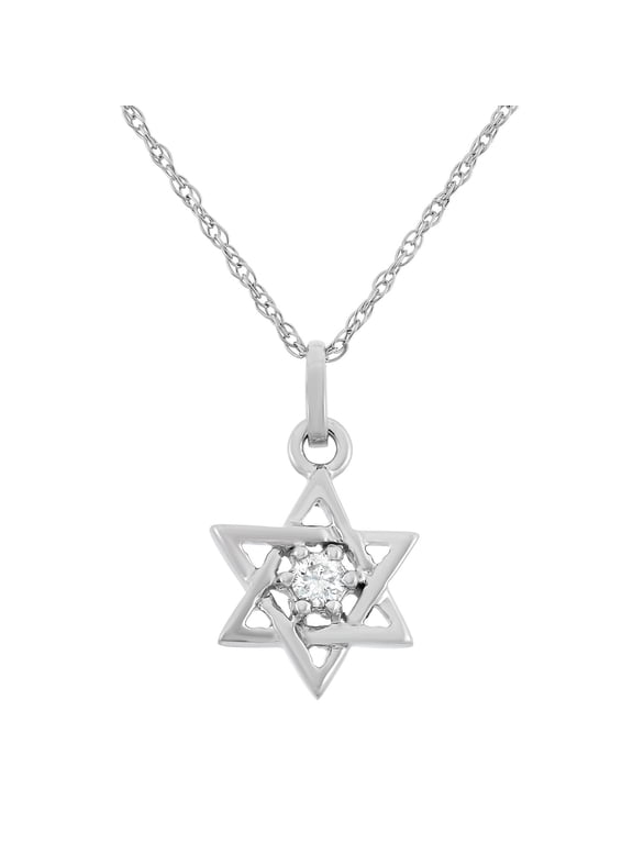 0.05 CTTW 10KT White Gold Diamond Star Necklace Ideal Gift for Women's Day