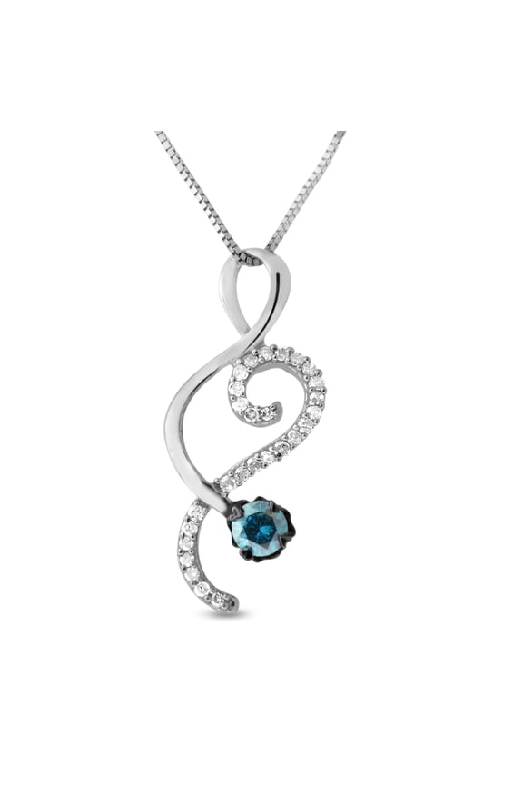 1/3 CTTW Sterling Silver Blue & White Diamond Infinity necklace