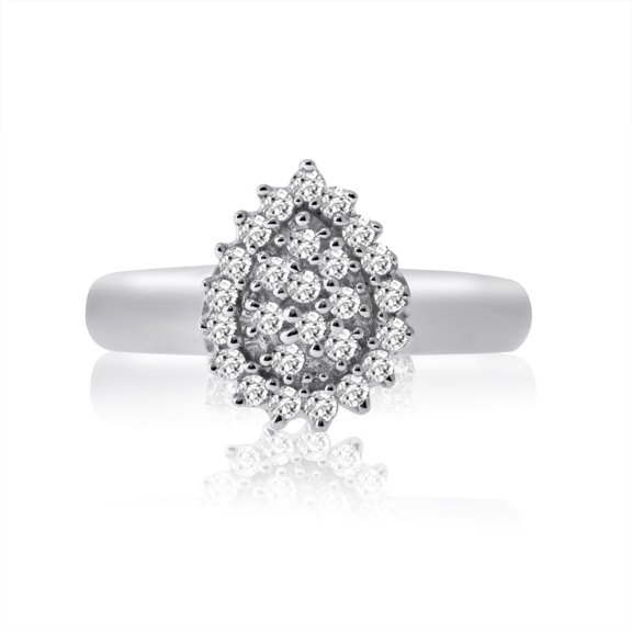 MyDiamondBox 1/4 Total Carat Weight (cttw) Diamond Cluster Halo Engagement Promise Ring For Women