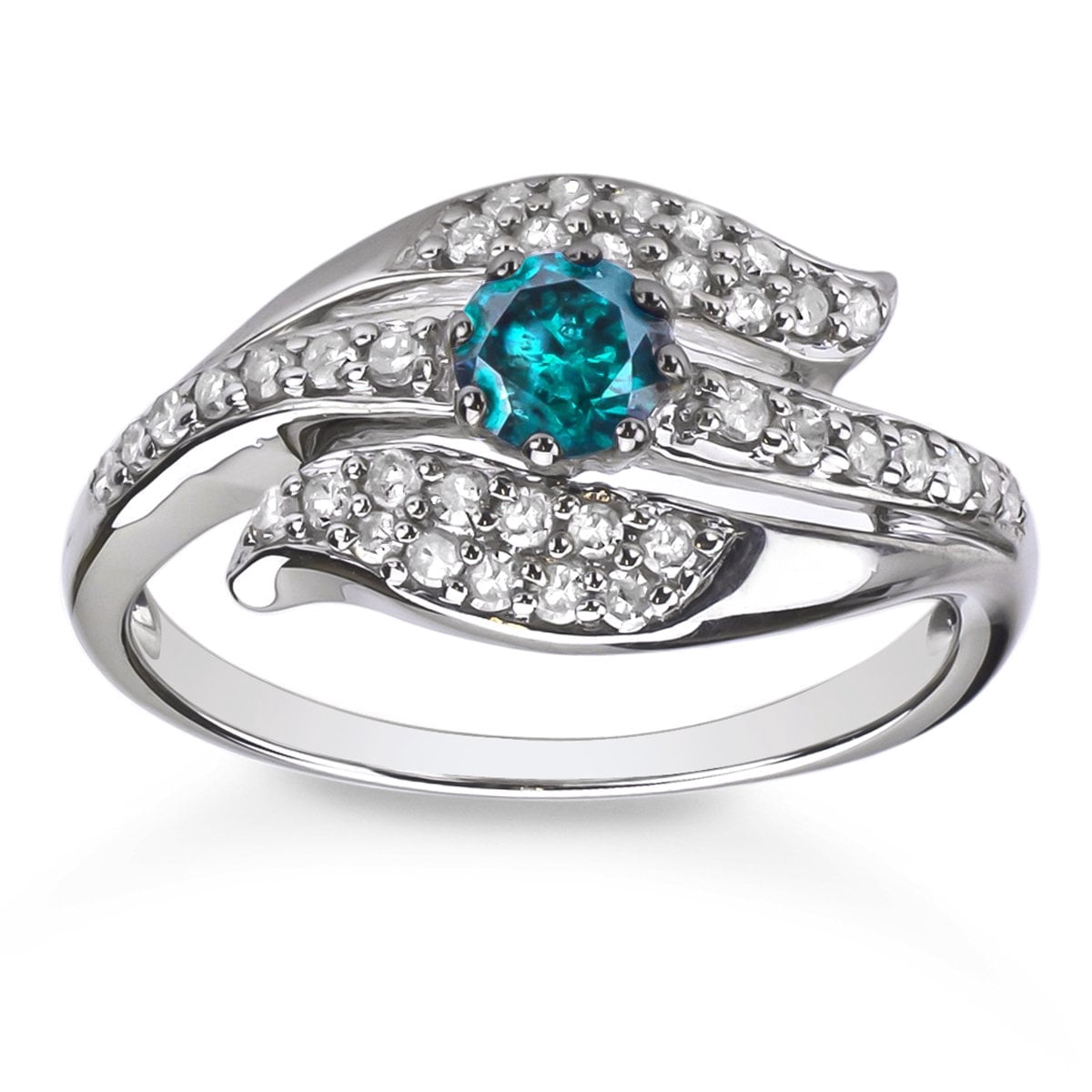 MyDiamondBox 5/8 Carat Total Weight (cttw) Wedding Ring With Natural Blue and White Diamonds 925 Sterling Silver Best Jewelry Gift for Women (Ring Size -8)