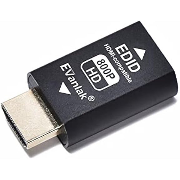Hdmi Edid Emulator Passthrough Dongle (3rd Generrtion Premium Aluminum) Eliminated Emulator Adapter Edid Emulator Work with Mac Thunderbolt to HDMI Switches/Extender/AV Receiver/Video Splitt