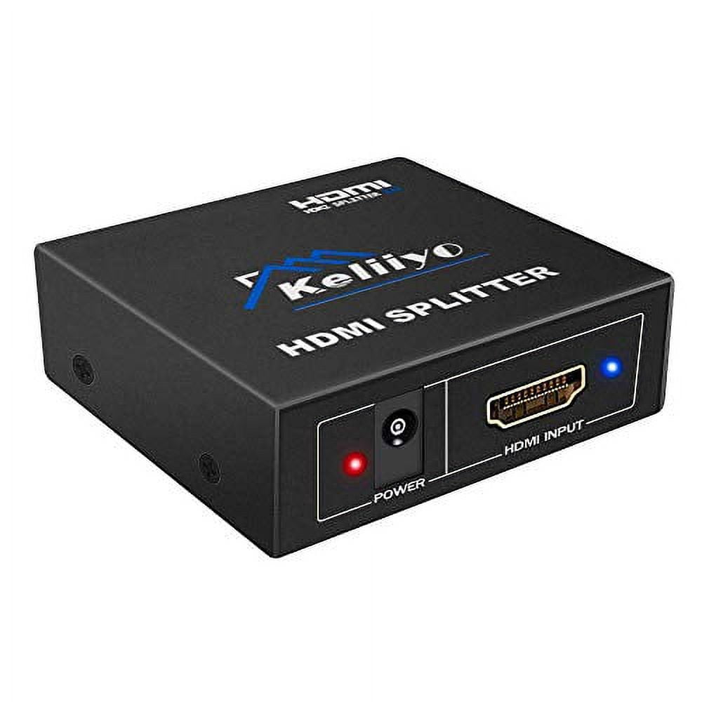  KELIIYO HDMI Splitter 1 in 4 Out V1.4b Powered HDMI Video  Splitter with AC Adaptor Duplicate/Mirror Screen Monitor Supports Ultra HD  1080P 2K x4K@30Hz and 3D Resolutions (1 Input to 4