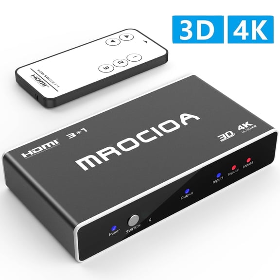 4k Hdmi Swith, 3 in 1 out Hdmi Splitter with Remote,HDMI Switcher for TV, Monitor, Projector, PS4 Pro, Xbox