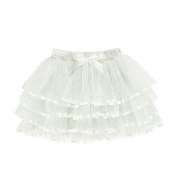 Hduncf 4 Layered Tulle Tutu Skirt for Girls Birthday Party Kids Tulle Tutu Skirt Girl Ballet Tutu Skirt White 3-4Years