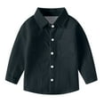 thumbnail image 1 of Hduncf 6Months-8Years Boys' Long Sleeve Button Down Toddler Dress Shirt Solid Oxford Uniform Shirts with Chest Pocket Black 6 Months, 1 of 6