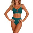 thumbnail image 1 of Hduncf Bikini Sets for Women Summer High Waisted 2 Piece Bathing Suit Ribbed U-Wire Cutout Swimsuit for Beach Vacation Green XL, 1 of 6