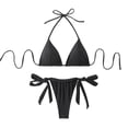 thumbnail image 1 of Hduncf Bikini Sets for Women Two Piece Swimsuits Halter String Triangle Bathing Suit Solid Color Tie Side Bottom Swimwear Black M, 1 of 3