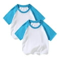 thumbnail image 1 of Hduncf Boy Girl's 2 Pack Color Block Short Sleeve Crew Neck T-Shirts Summer Crop Tee Tops Baseball Tees Cotton T Shirt Blue 9 Years, 1 of 5