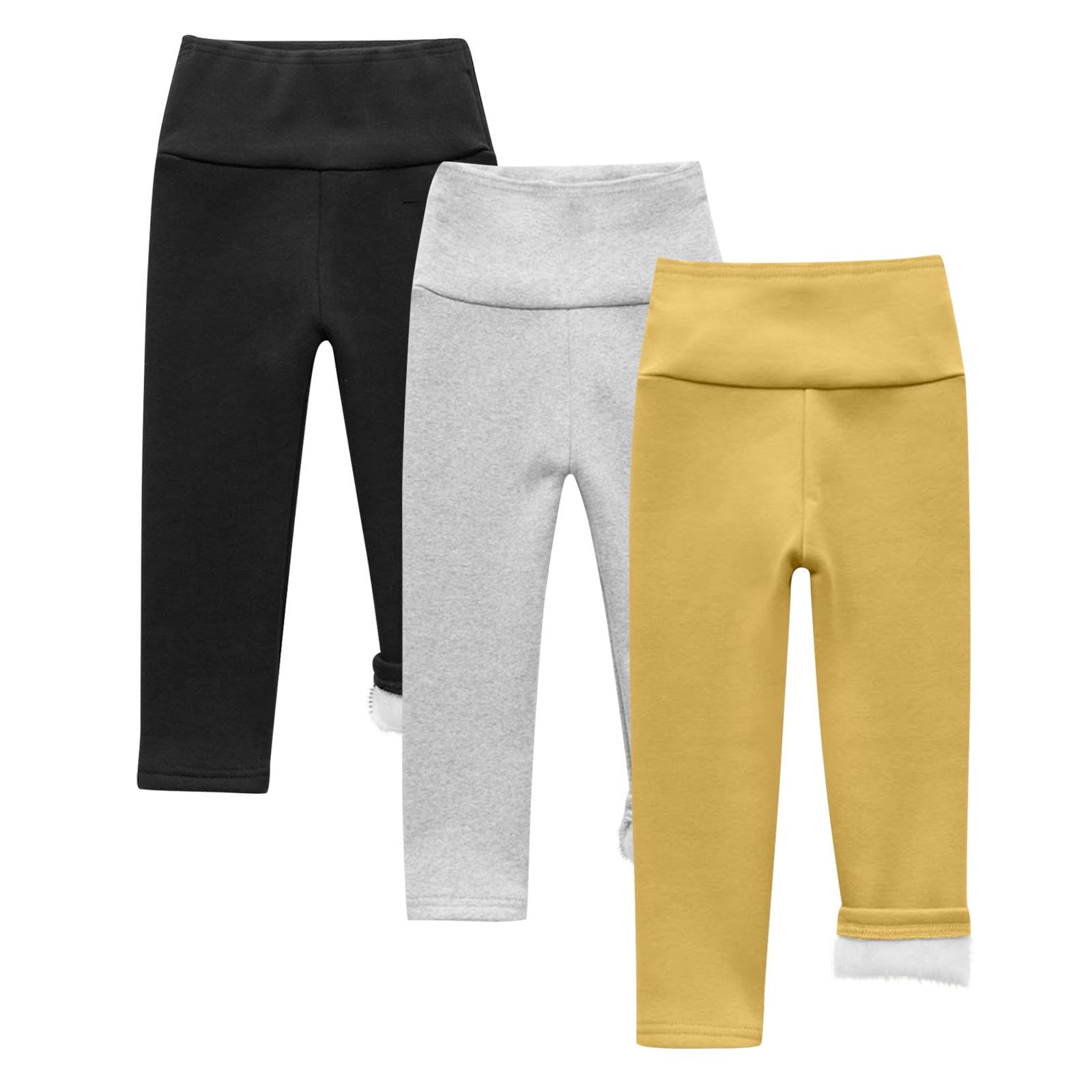 Baby Boy And Girl Solid Color Fleece Thickened Winter Pants
