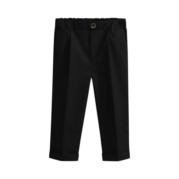 Hduncf Boys Dress Pants Regular Fit Formal Trousers Toddler Kids School Uniforms Pants with Adjustable Waist Black 3 Years
