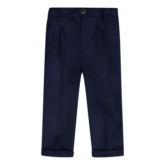 Hduncf Boys Dress Pants Regular Fit Formal Trousers Toddler Kids School Uniforms Pants with Adjustable Waist Navy 12 Months