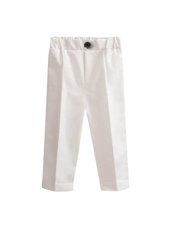 Boys Dress Pants Regular Fit Formal Trousers Toddler Kids School Uniforms Pants with Adjustable Waist White 7 Years