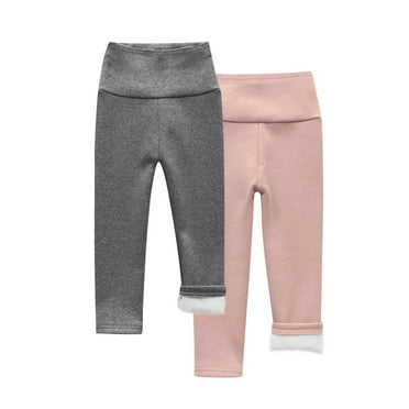 Hduncf Boys Girls 2 Pack Comfy Soft Fleece Lined Leggings Winter Warm Thick Tights Stretchy Elastic Thermal Legging Pants Gray 3 Years