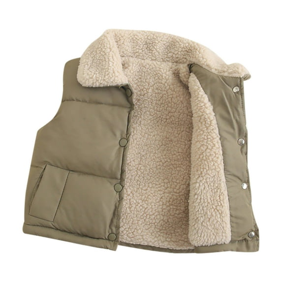 Hduncf Boys Girls Fleece Vests Full Zip Sherpa Fleece Sleeveless Jacket Warm Thick Faux Fleece Winter Coat for Kids Army Green 5-7 Years