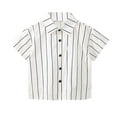 thumbnail image 1 of Hduncf Boys Striped Short Sleeve Shirt Loose Fit Button Down Lapel Collar Casual Summer Shirt Tops Kids Beach Vacation Shirts White 9 Years, 1 of 3