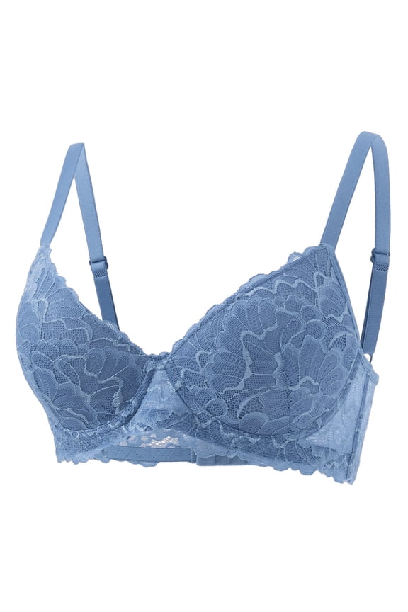 Bra for Women Lace Bra Non Padded Bras Comfortable Breathable Everyday Lingerie Bras Push Up Bras Blue L