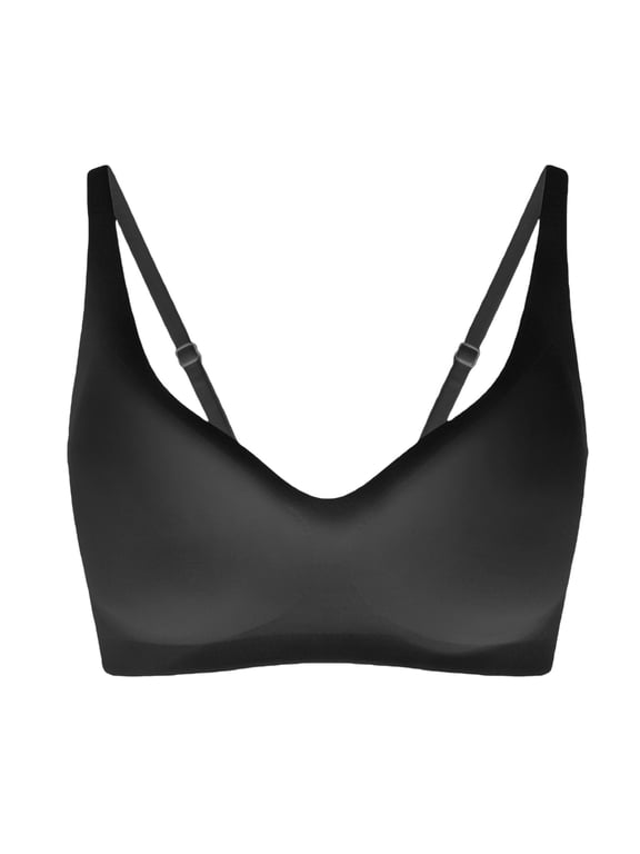 Bra for Women with Support Comfortable Bras No Underwire Seamless Everyday Bras Push Up Adjustable Bralettes Black L
