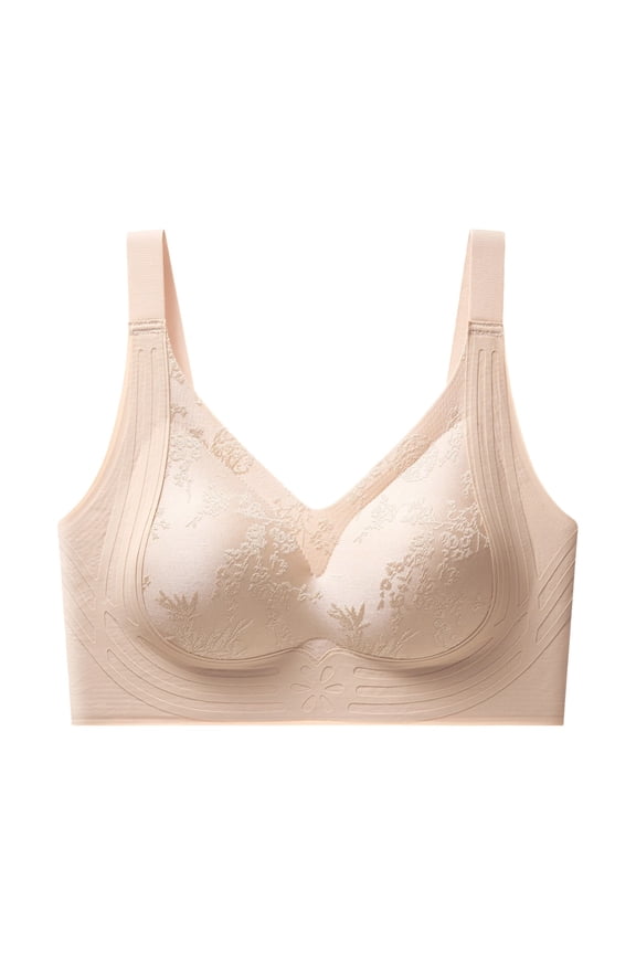 Bras for Seniors, Seamless Adjustable Thin Breathable Soft Comfort Lifting no Underwire Anti-Sagging Bras Beige L