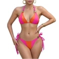 thumbnail image 1 of Hduncf Cheeky Triangle Bikini Sets for Women Sexy Tie Side Two Piece Swimsuit Cute Halter Bathing Suit Pink M, 1 of 6