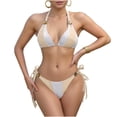 thumbnail image 1 of Hduncf Cheeky Triangle Bikini Sets for Women Sexy Tie Side Two Piece Swimsuit Cute Halter Bathing Suit Yellow M, 1 of 6