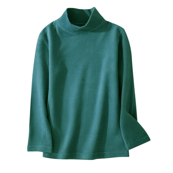 Hduncf Children's Fall Winter Tops Boys Girls Warm Long Sleeve Mock Neck Bottoming Shirt Solid Casual Pullover T-shirt Green 3Years